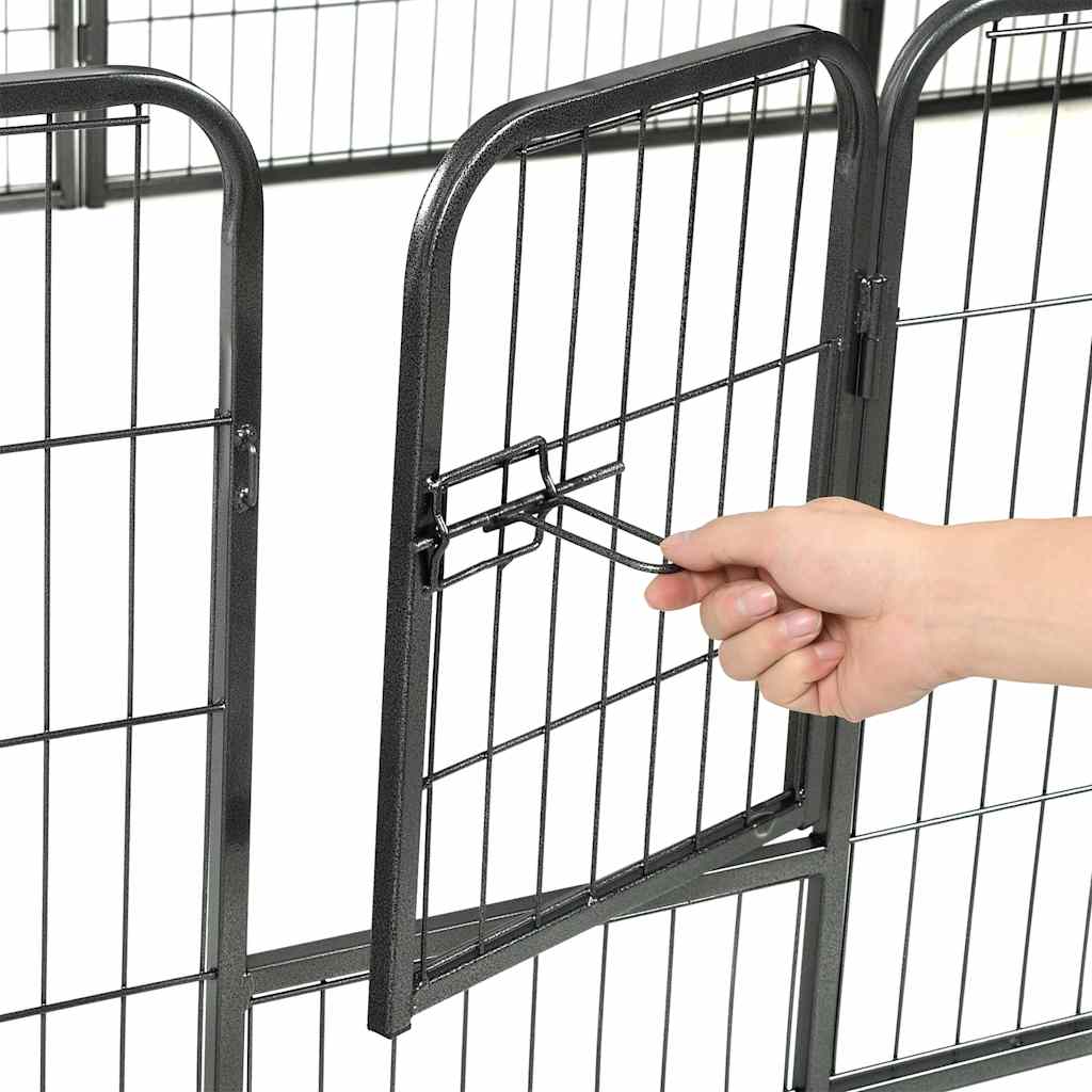 Parc de course pour chiens 12 panneaux noir 80 x 60 acier - number 6.