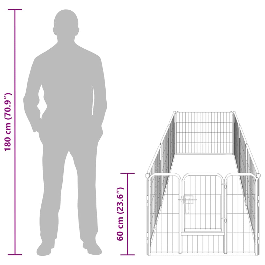 Aire de jeu pour chiens 8 panneaux acier 60 x 80 noir - number 9.