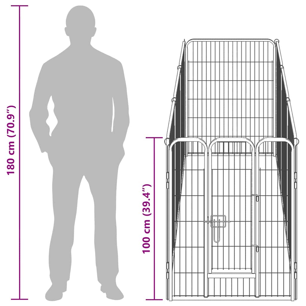 Enclos pour chien 8 panneaux acier 80 x 100 noir - 80 x 100 cm, 1, 8 panneaux - number 7.