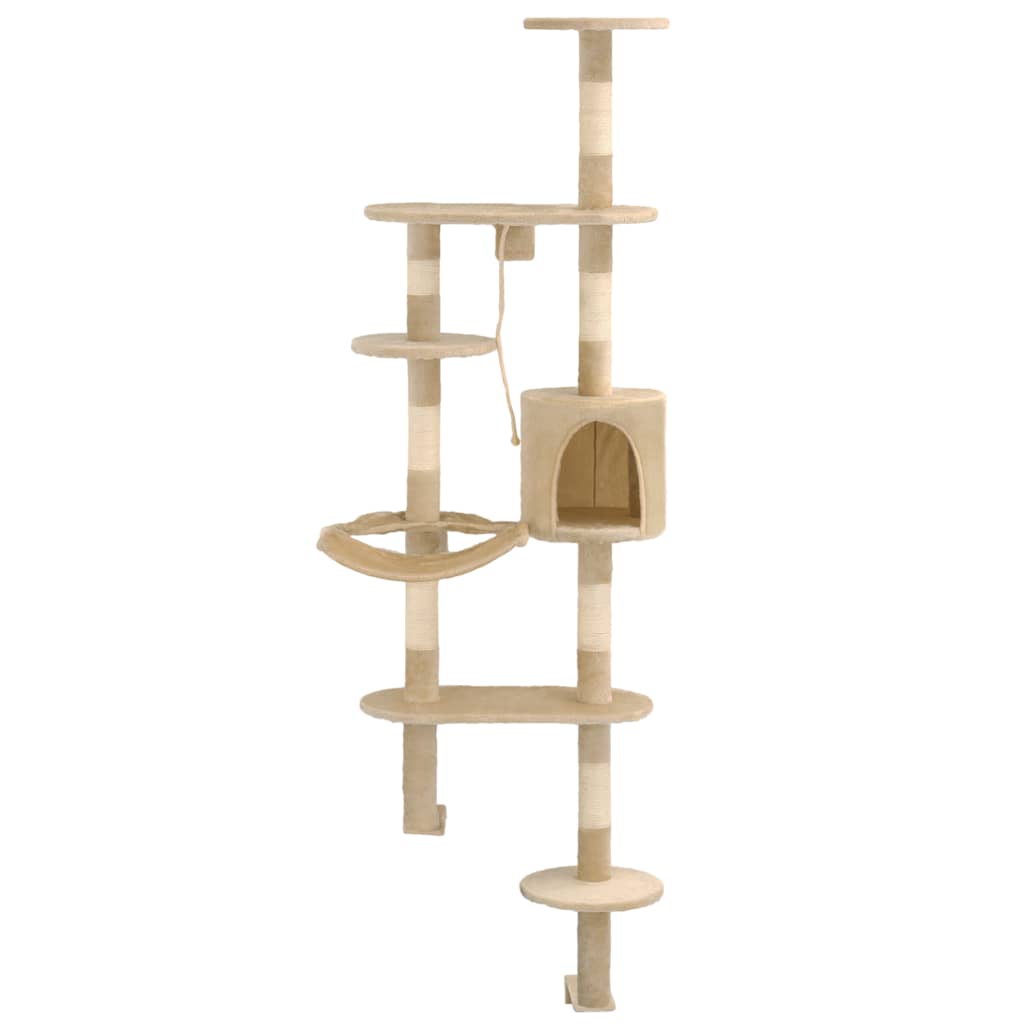 Arbre à chat avec griffoirs en sisal pour chat fixation murale 194 cm - beige - number 2.