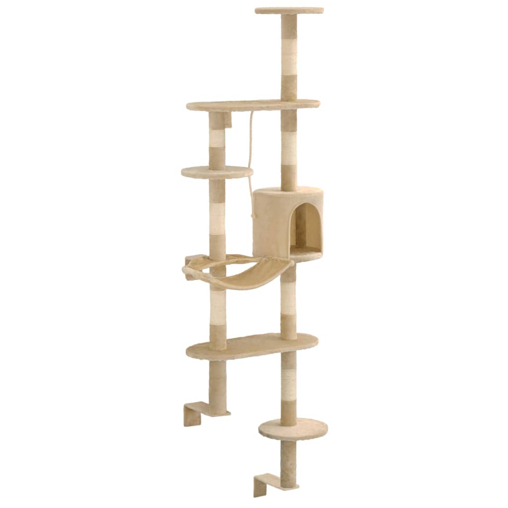 Arbre à chat avec griffoirs en sisal pour chat fixation murale 194 cm - beige - number 3.