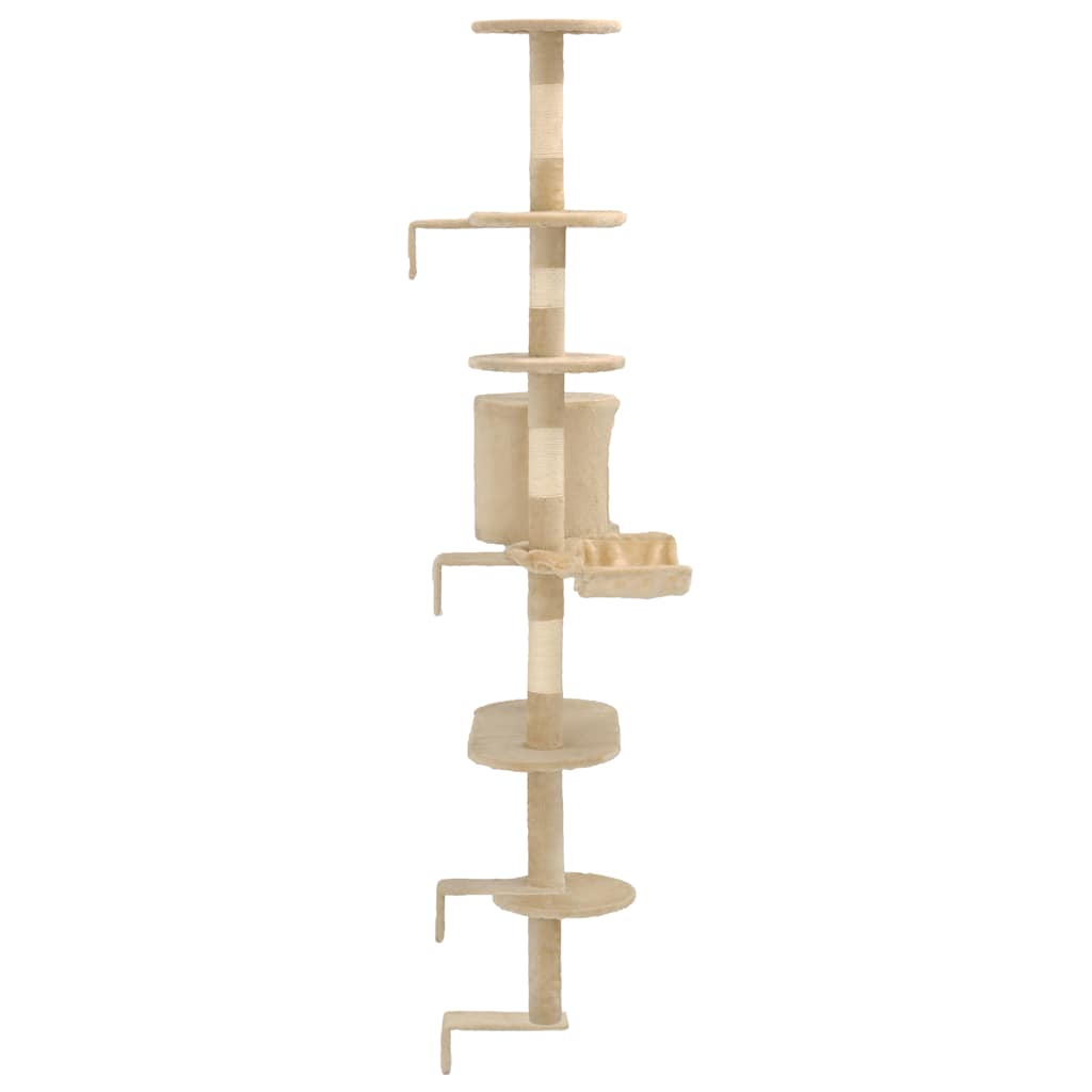 Arbre à chat avec griffoirs en sisal pour chat fixation murale 194 cm - beige - number 5.