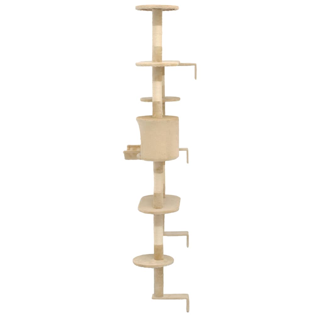 Arbre à chat avec griffoirs en sisal pour chat fixation murale 194 cm - beige - number 4.
