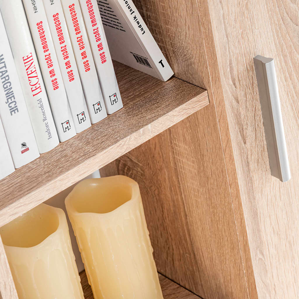 Skapsett med tv-skap og led-lys sonoma eik - number 9.