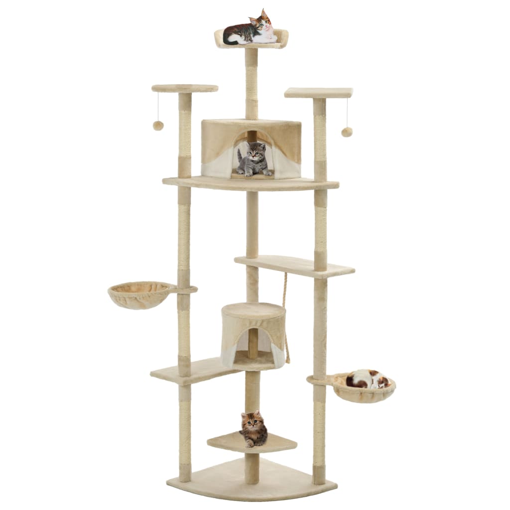 Arbre à chat avec griffoirs en sisal 203 cm beige et blanc - number 1.