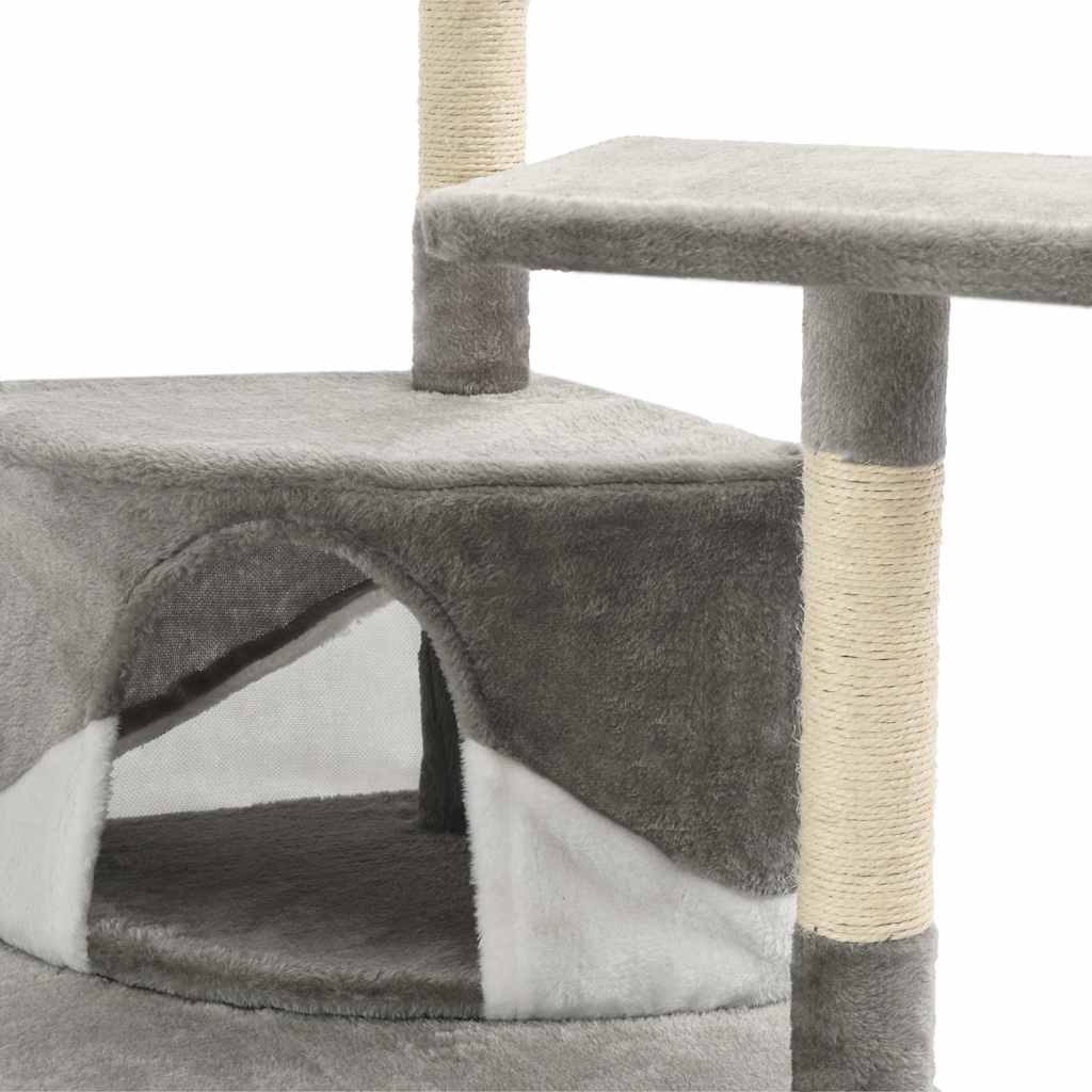 Arbre à chat avec poteaux en sisal - gris et blanc, 203 cm - number 6.