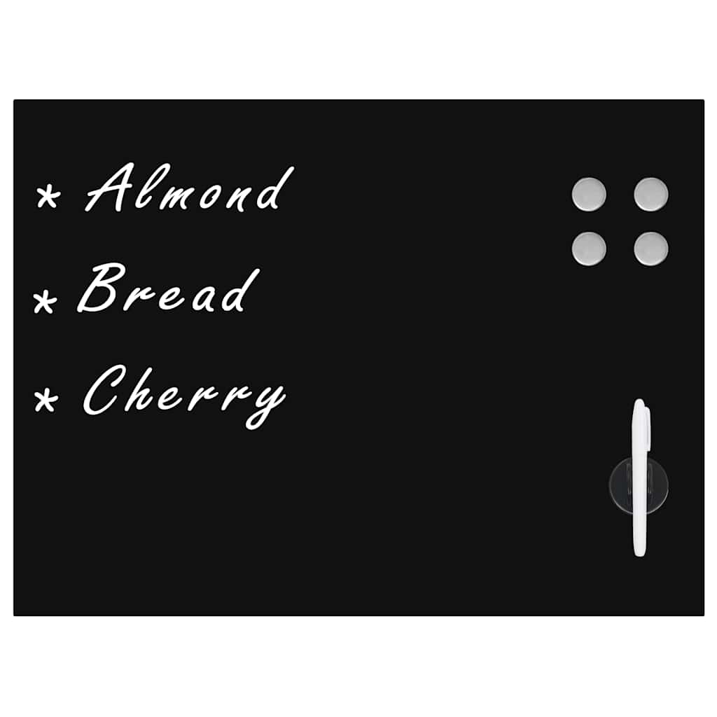 Pizarra magnética de cristal para pared, color negro, 80 x 60 cm, con accesorios - number 2.