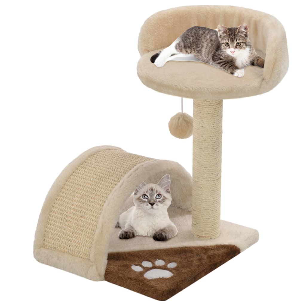 Arbre rayé pour chats avec des poteaux de ferraille de sisal et brun - beige et brun, 40 cm - number 1.