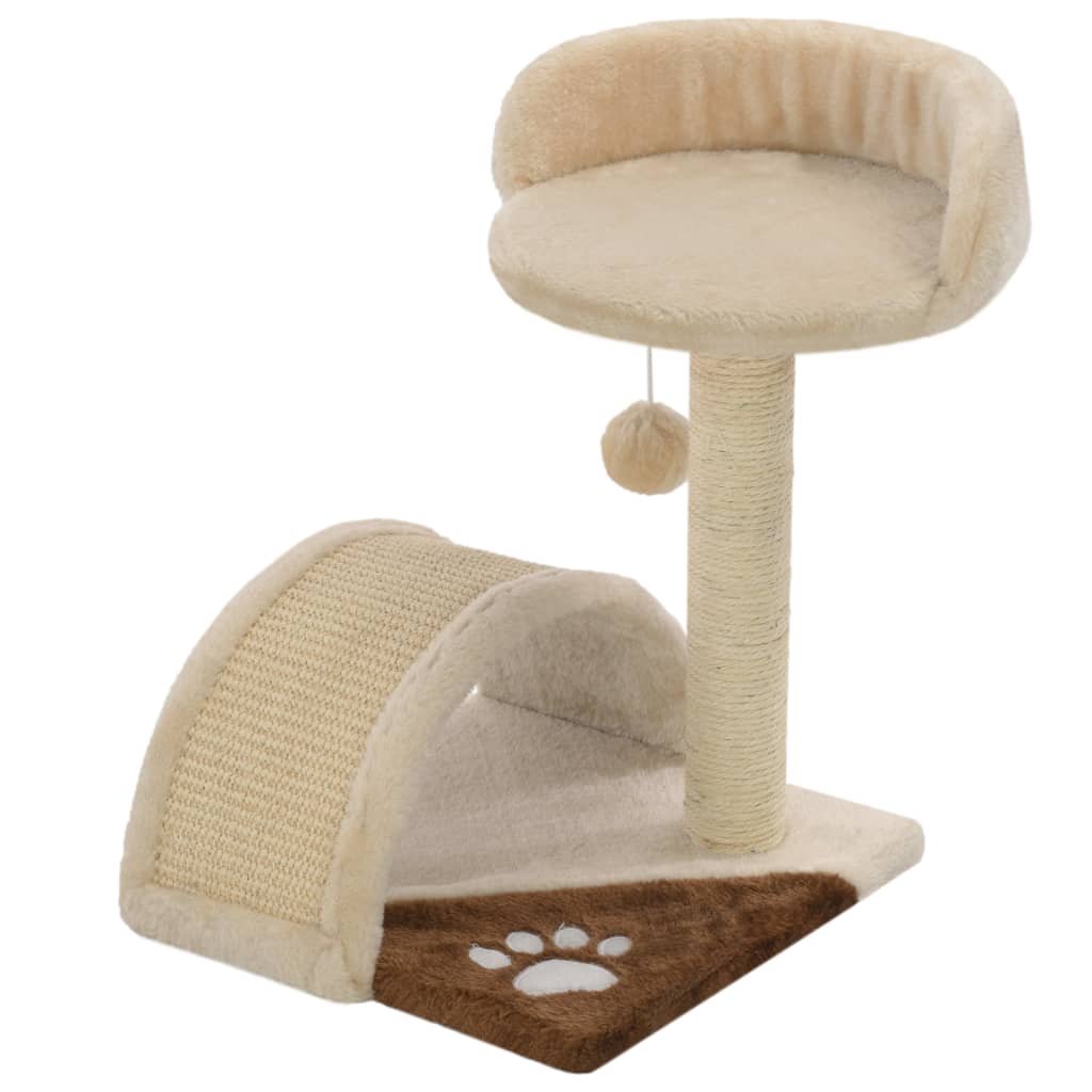 Arbre rayé pour chats avec des poteaux de ferraille de sisal et brun - beige et brun, 40 cm - number 2.