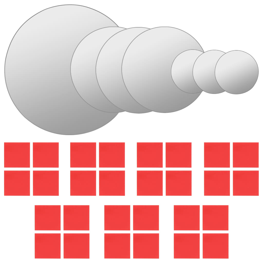 Miroir mural en 7 parties rondes en verre - number 2.