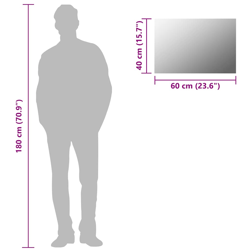 Miroir mural 60x40 cm rectangulaire en verre - number 9.