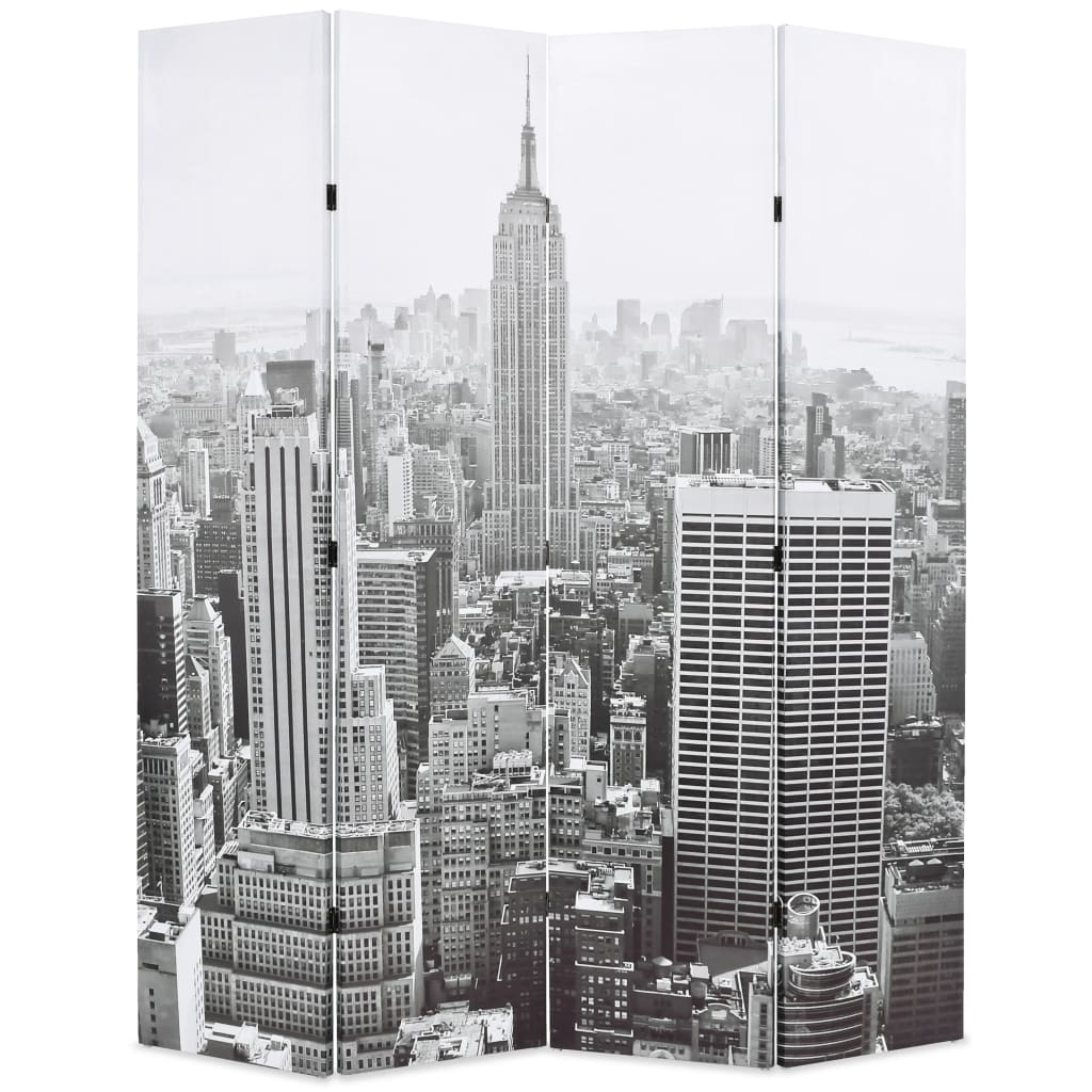 Sammenleggbar romdeler 160 x 170 cm new york by day sort og hvit - number 1.