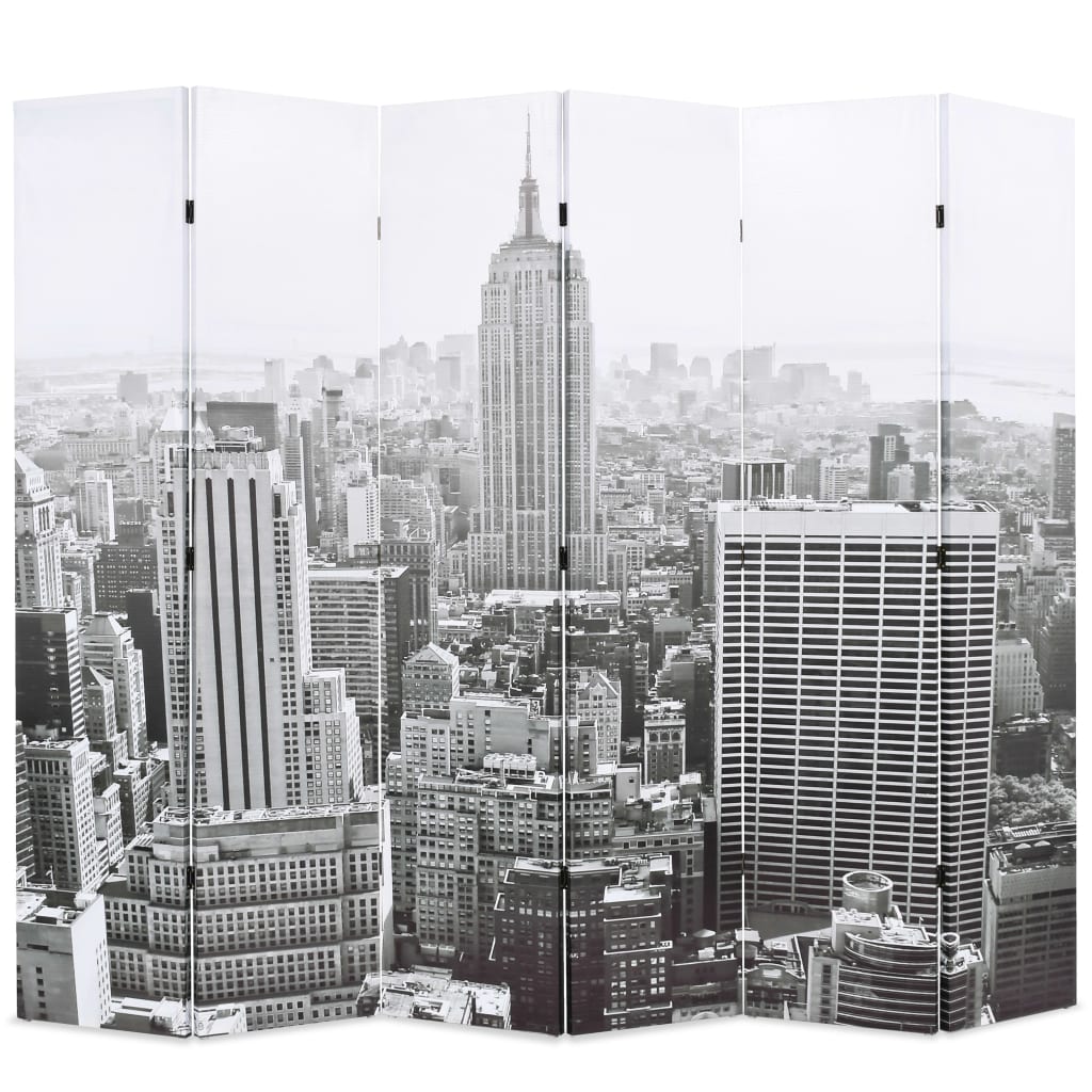 Foldbar rumdeler 228 x 170 cm new york by day sort og hvid - number 1.