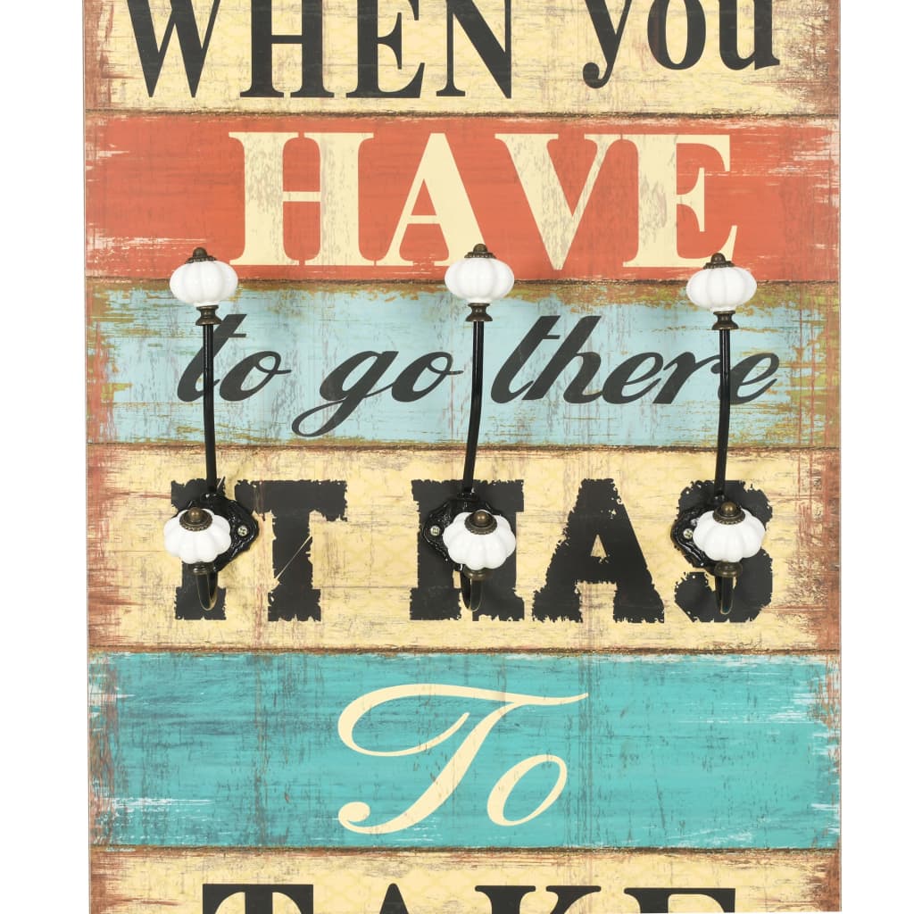 Vægmonteret knagerække med 6 knager home is 120 x 40 cm - number 5.