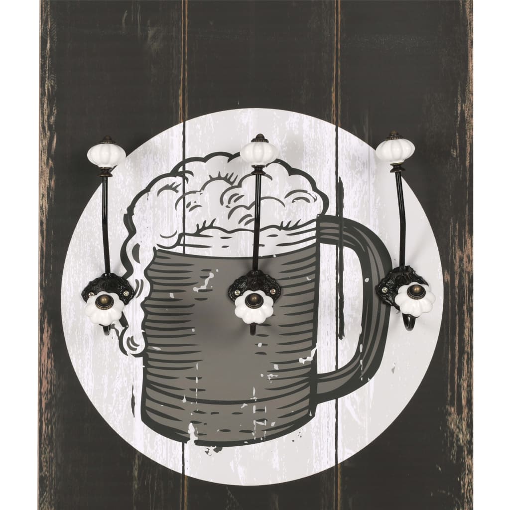 Portemanteau mural avec 6 crochets 120x40 cm - number 4.