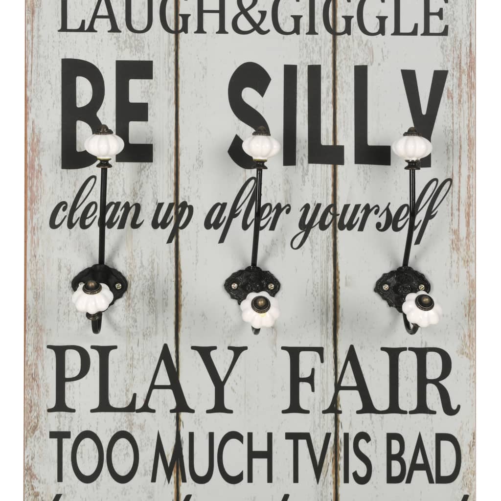 Vægmonteret knagerække med 6 knager thank you 120 x 40 cm - number 4.