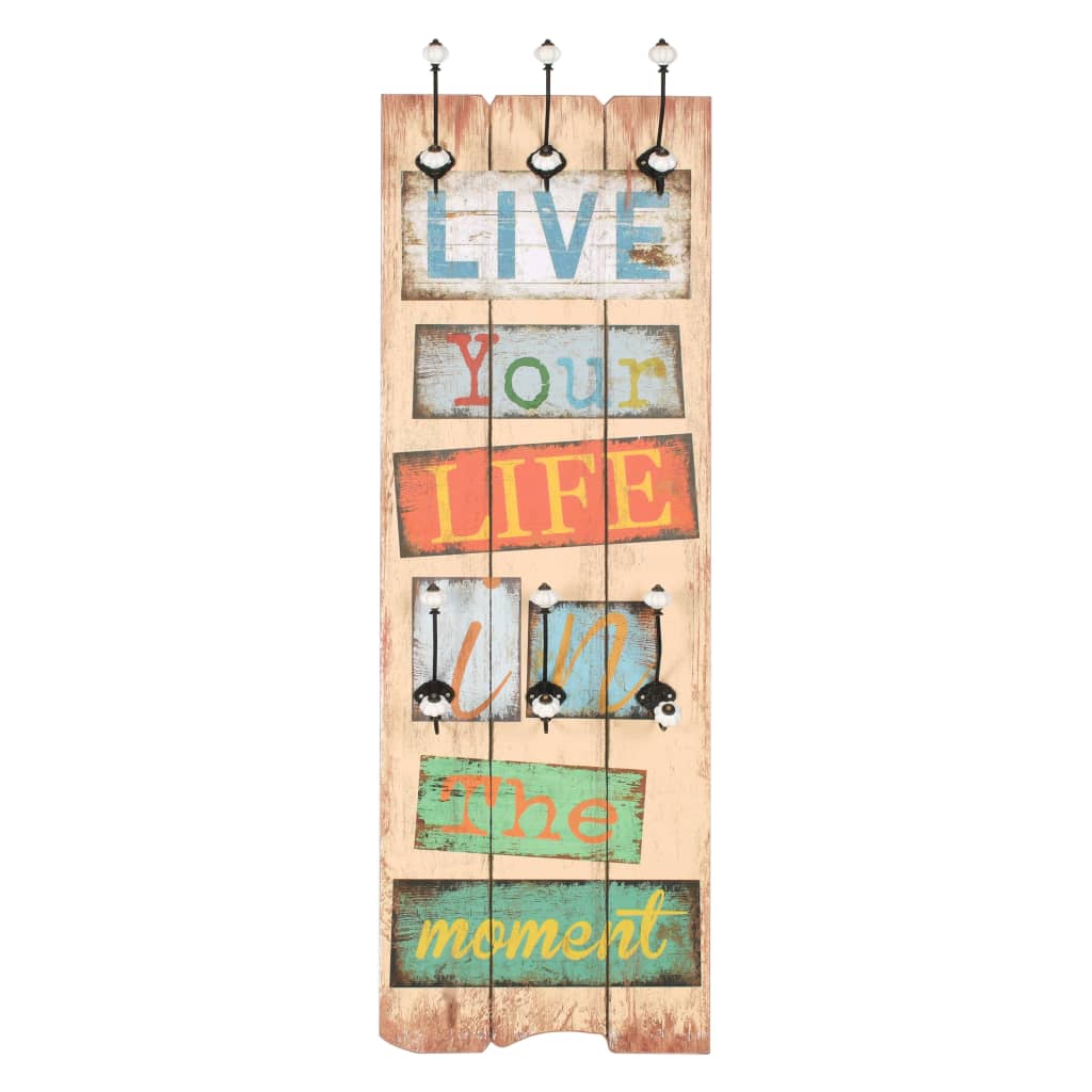 Porte-manteau mural avec 6 crochets live life 120 x 40 cm - number 2.