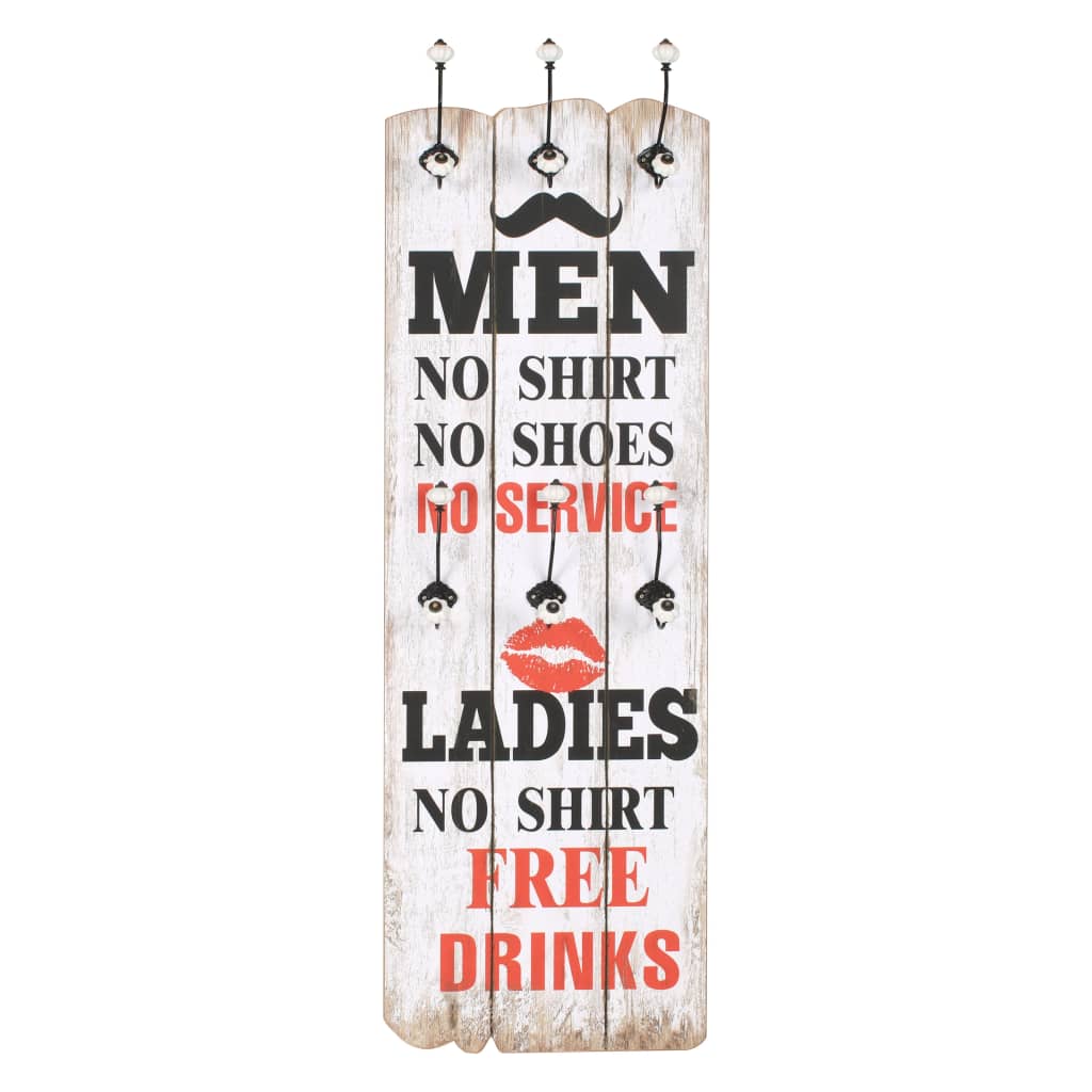 Vægmonteret knagerække med 6 knager men ladies 120 x 40 cm - number 2.