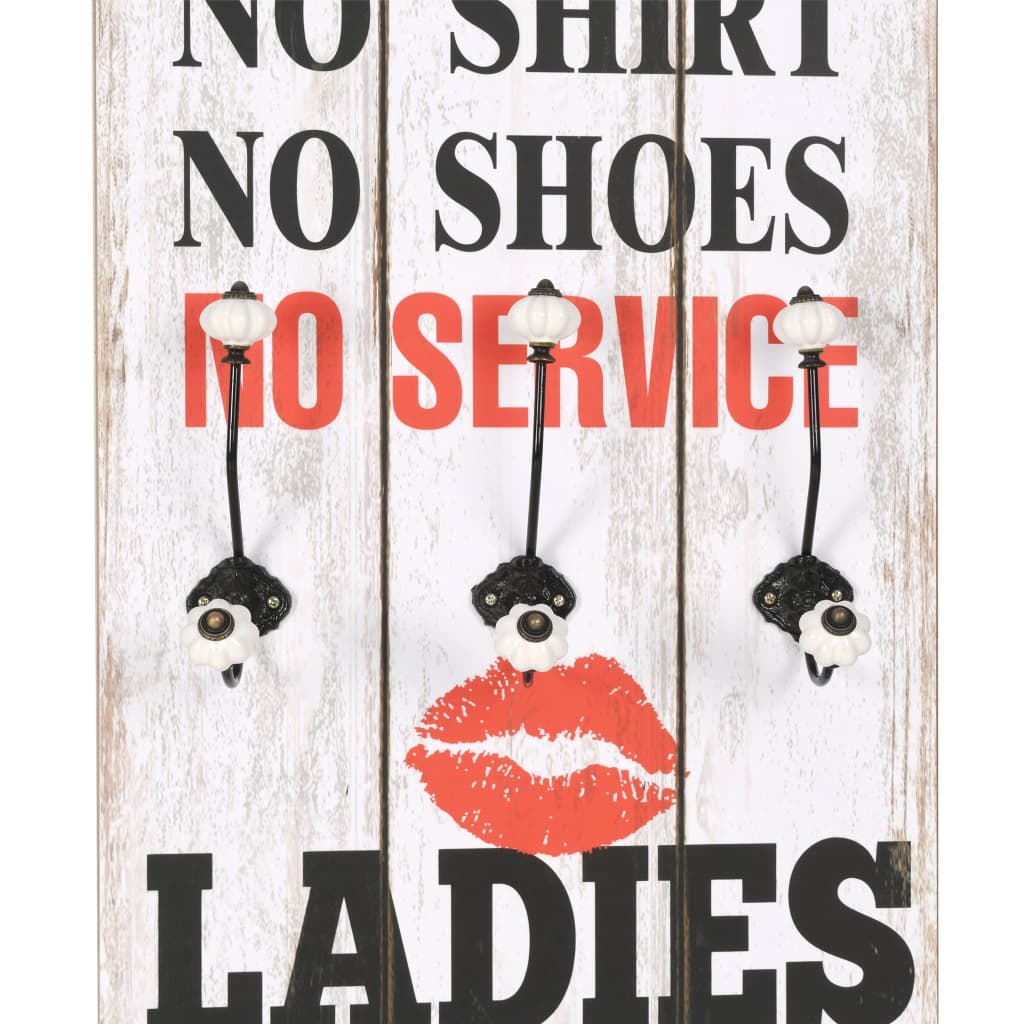 Vægmonteret knagerække med 6 knager men ladies 120 x 40 cm - number 4.