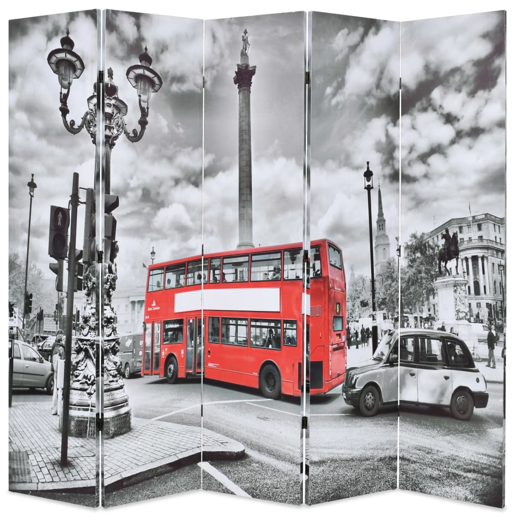 Foldbar rumdeler 200 x 170 cm london bus sort og hvid - number 1.