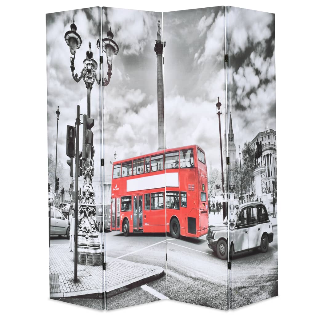 Foldbar rumdeler 160 x 170 cm london bus sort og hvid - number 1.