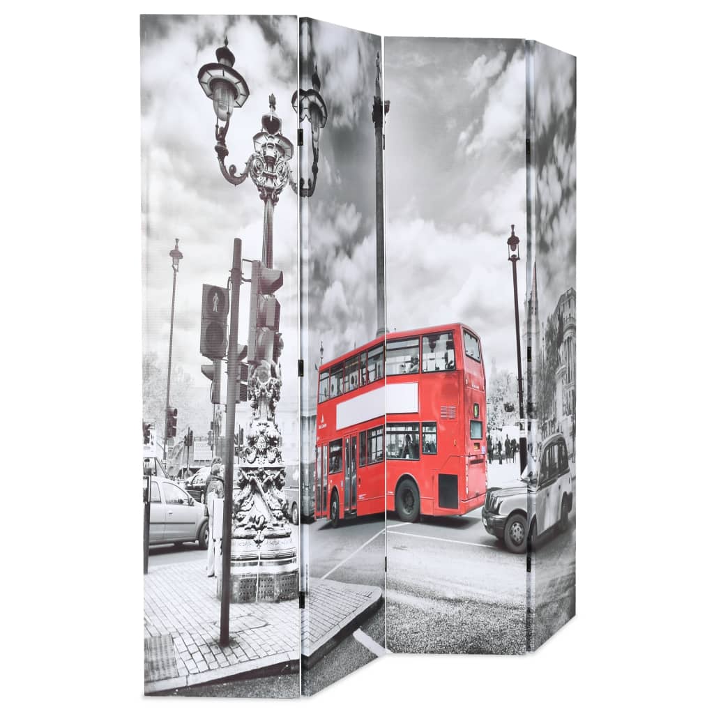 Foldbar rumdeler 160 x 170 cm london bus sort og hvid - number 2.