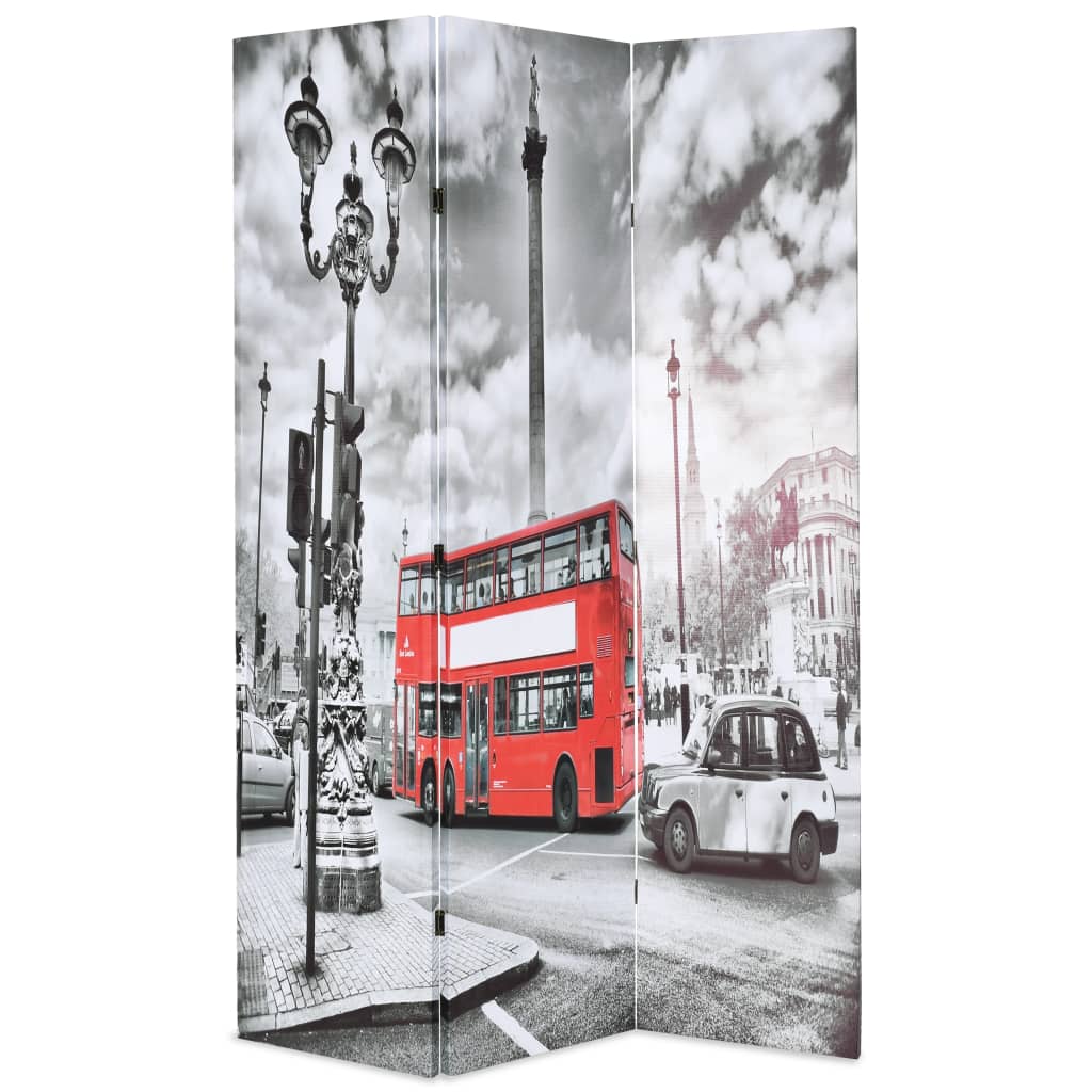 Foldbar rumdeler 120 x 170 cm london bus sort og hvid - number 1.