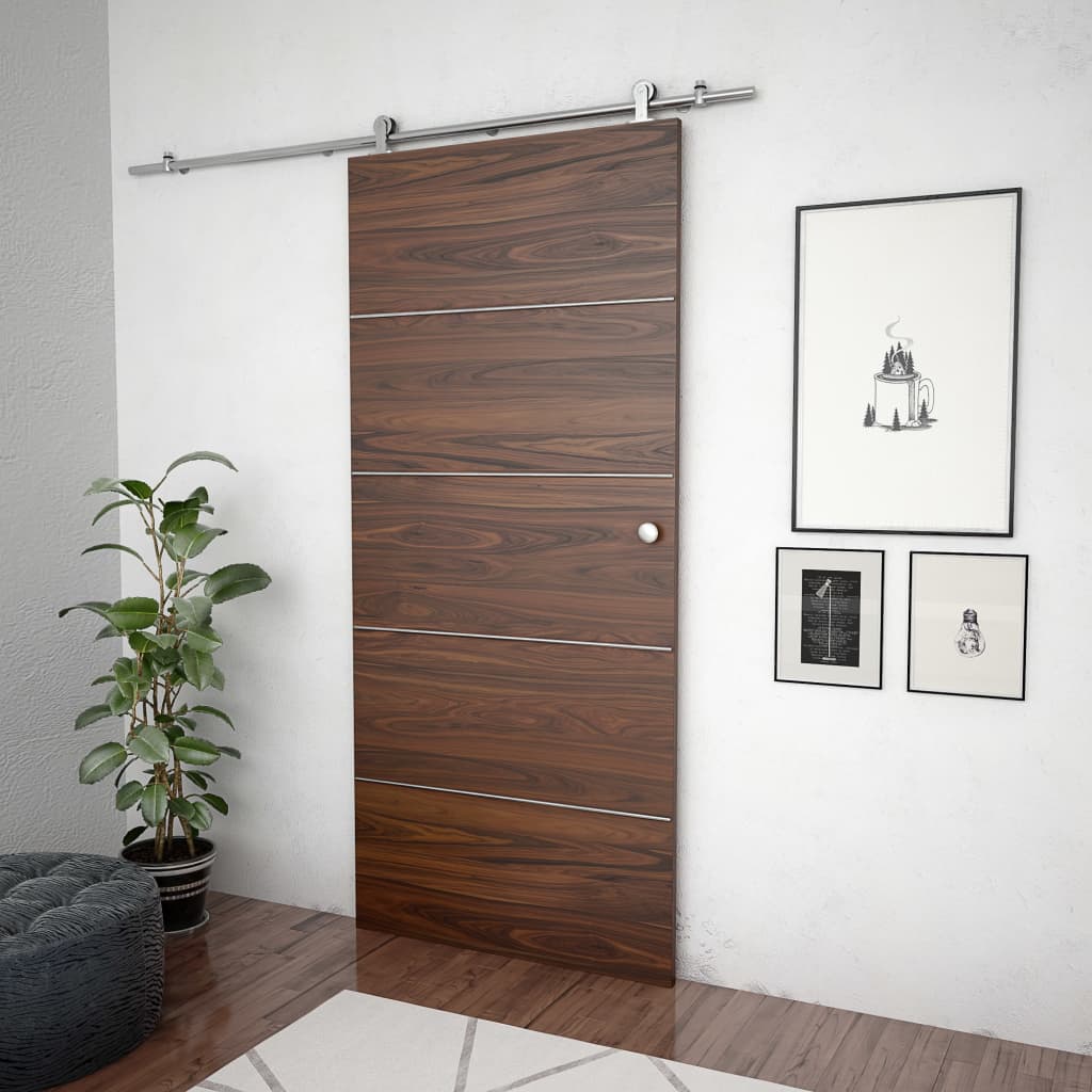 Hardwarekit til skydedør 183 cm rustfrit stål sølvfarvet - number 3.