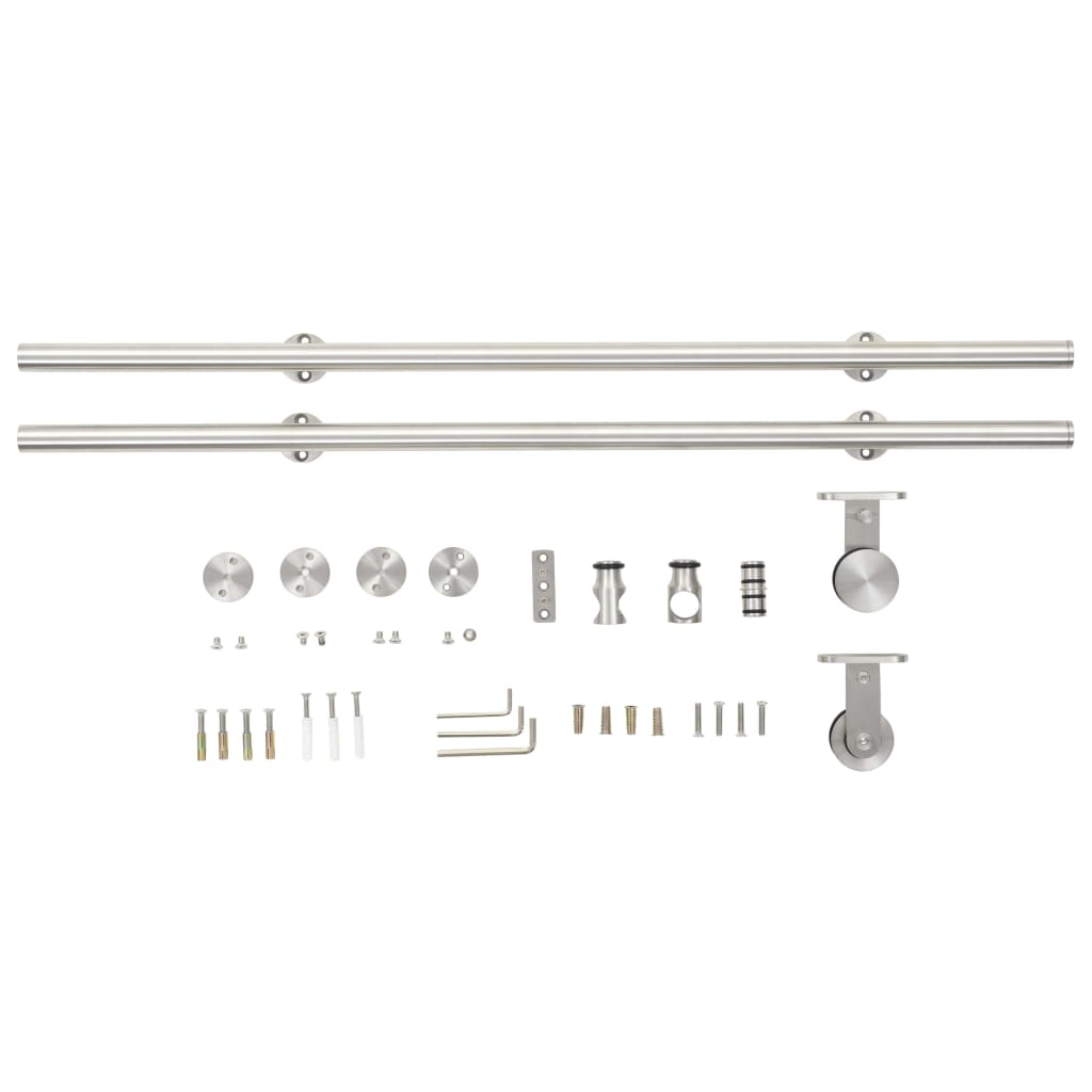 Hardwarekit til skydedør 183 cm rustfrit stål sølvfarvet - number 4.