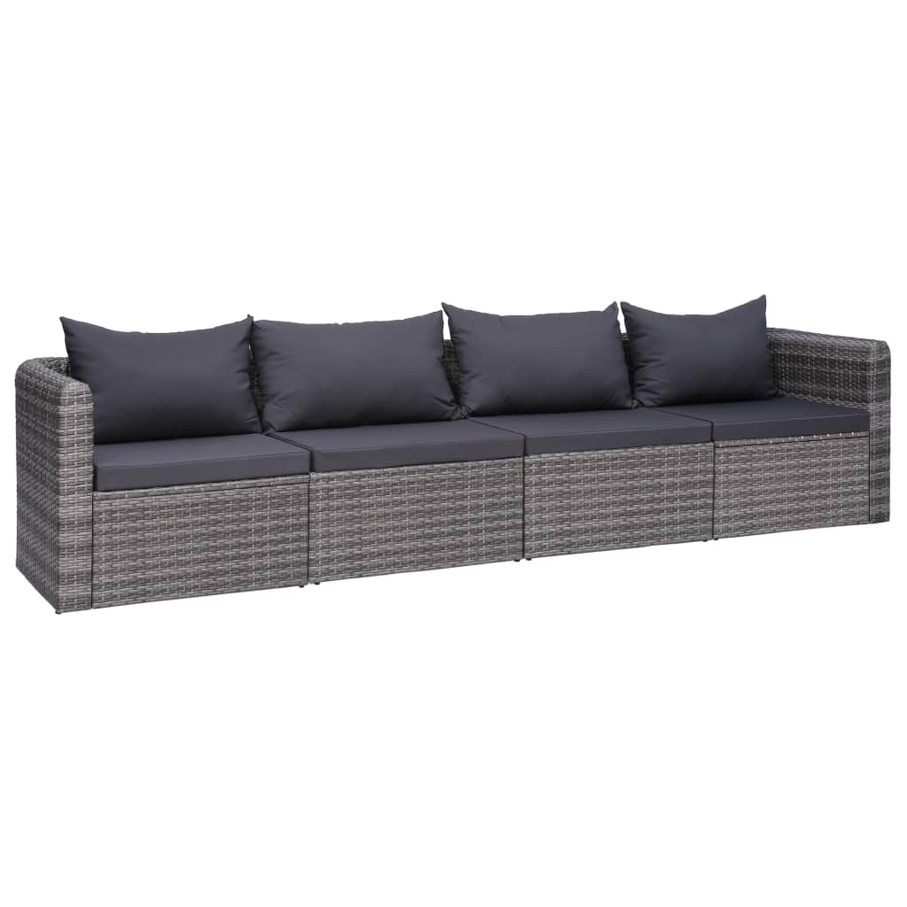 Havesofasæt i 4 dele med hynder polyrattan grå - number 1.