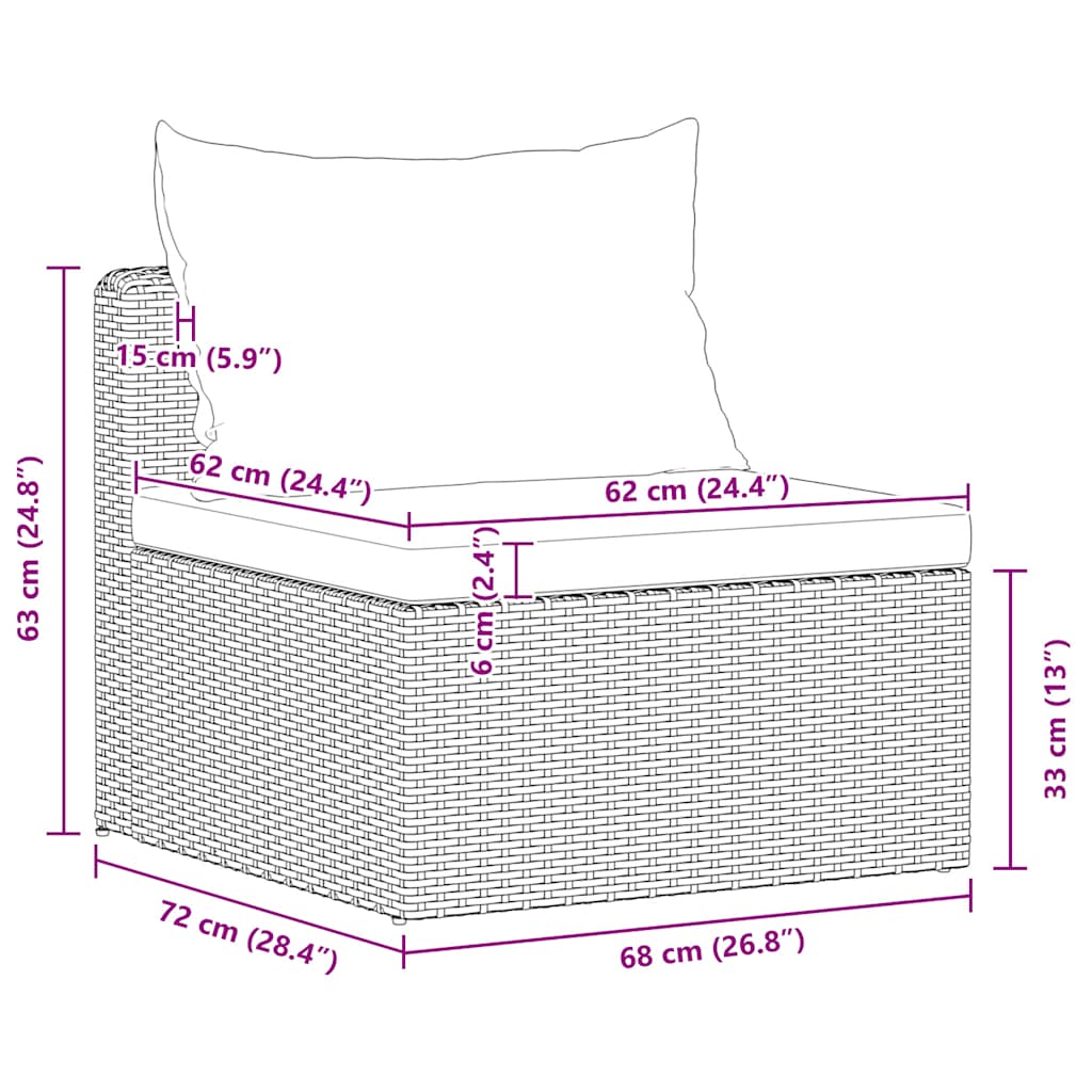 Havesofasæt i 4 dele med hynder polyrattan grå - number 6.
