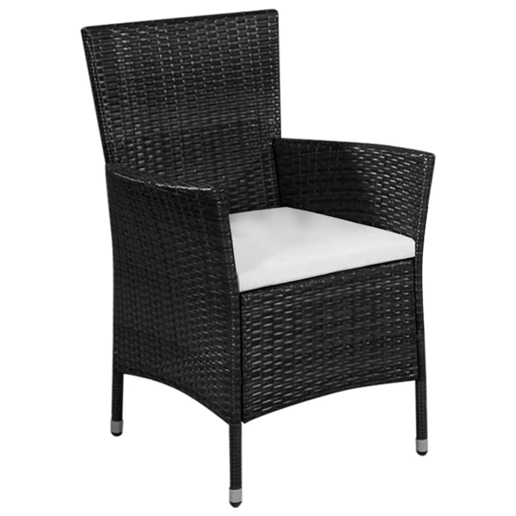 Chaise de jardin et tabouret avec coussin en polyrotin - noir, 1, oui - number 2.