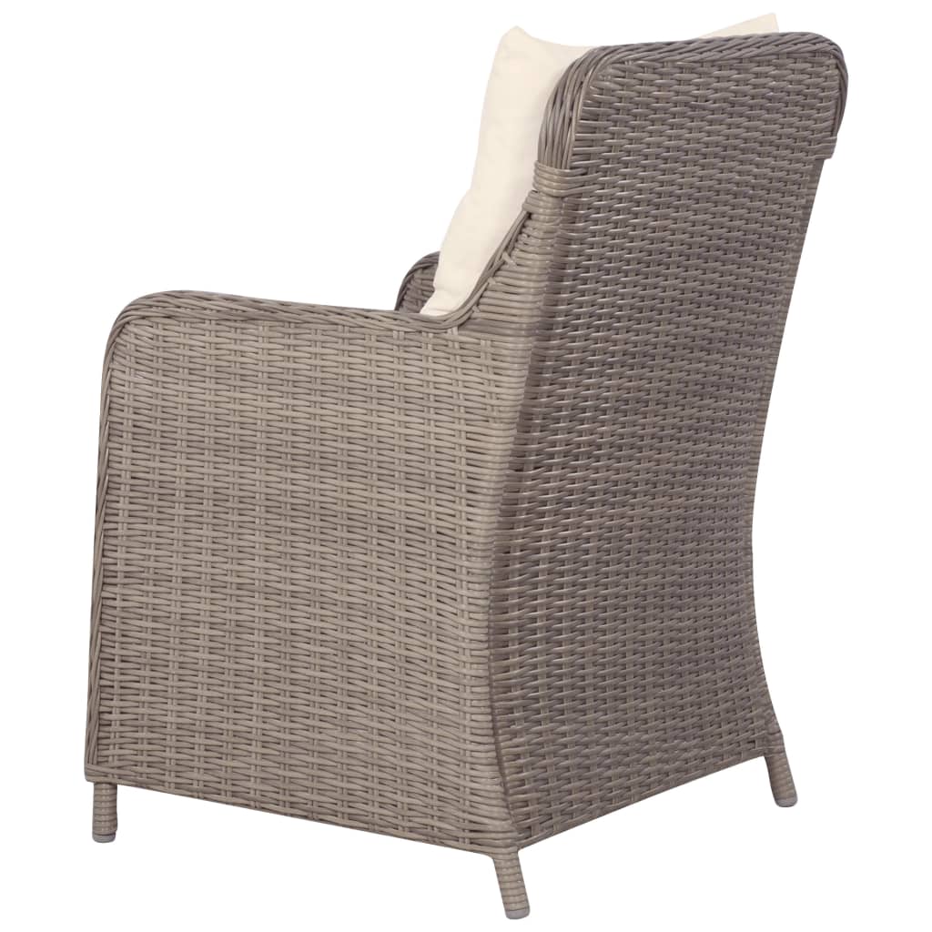 Havestole med hynder 2 stk. polyrattan brun - number 5.