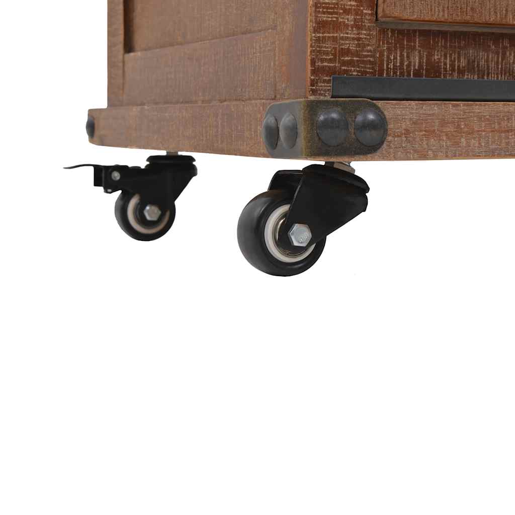 Skab 64x33,5x75 cm massivt grantræ brun - number 11.