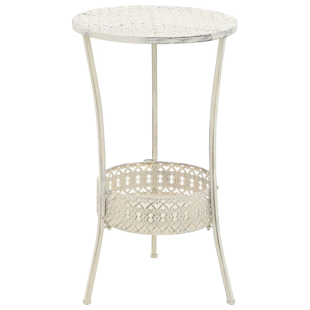 Bistrobord i vintagestil rund metal 40 x 70 cm hvid - number 1.