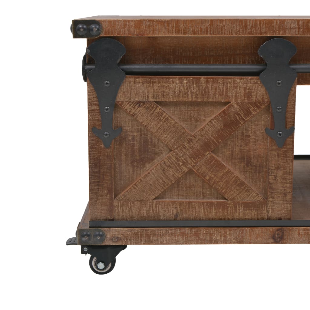 Sofabord i massivt grantræ 91 x 51 x 38 cm brun - number 7.