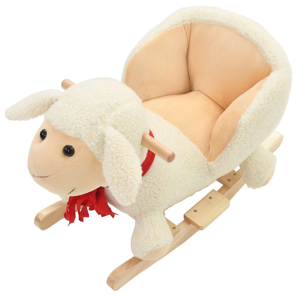 Fauteuil à bascule mouton avec dossier 60x32x50 cm tissu peluche marron - number 4.