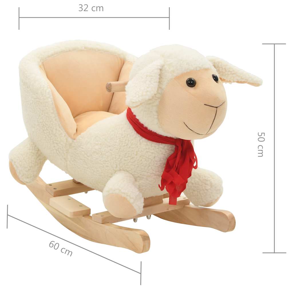 Fauteuil à bascule mouton avec dossier 60x32x50 cm tissu peluche marron - number 5.