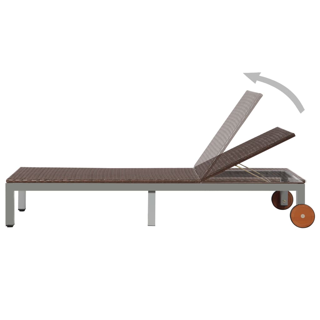 Liggestol med hjul polyrattan brun - number 2.