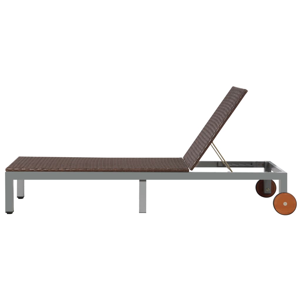 Liggestol med hjul polyrattan brun - number 4.