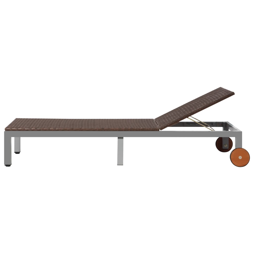 Liggestol med hjul polyrattan brun - number 3.