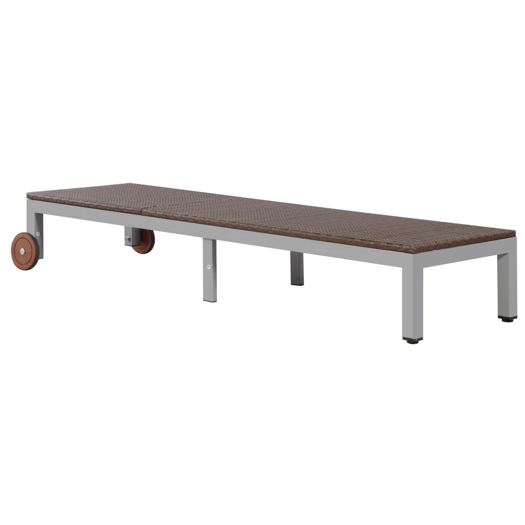 Liggestol med hjul polyrattan brun - number 7.