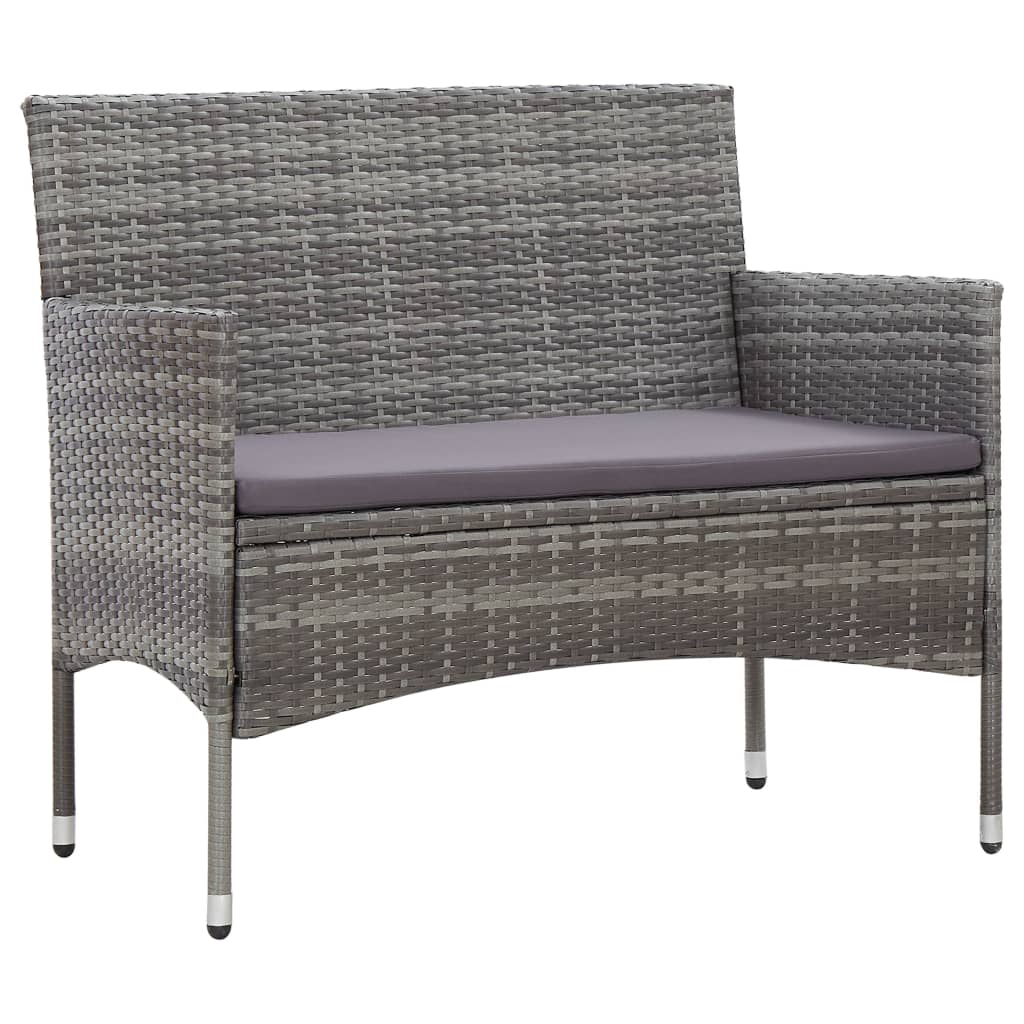 Havebænk 105 cm polyrattan grå - number 1.