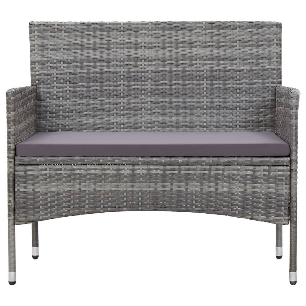 Havebænk 105 cm polyrattan grå - number 2.