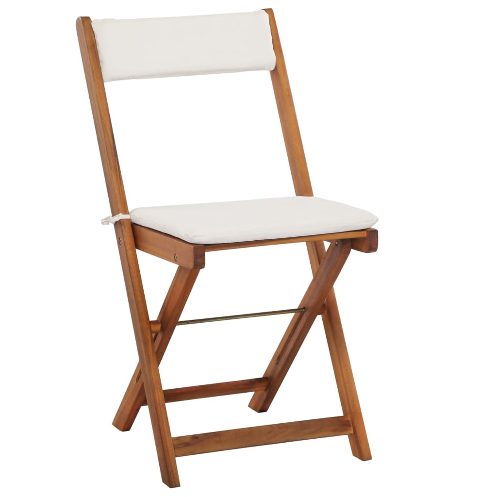 Foldbart bistrosæt 3 dele med hynder massivt akacietræ - number 6.