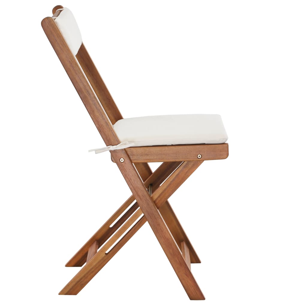 Foldbart bistrosæt 3 dele med hynder massivt akacietræ - number 8.