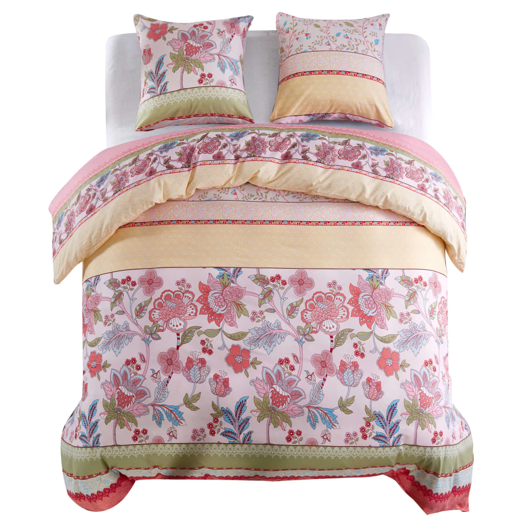 Duvet covers flowers/striped 200x220/80x80 cm pink - number 1.