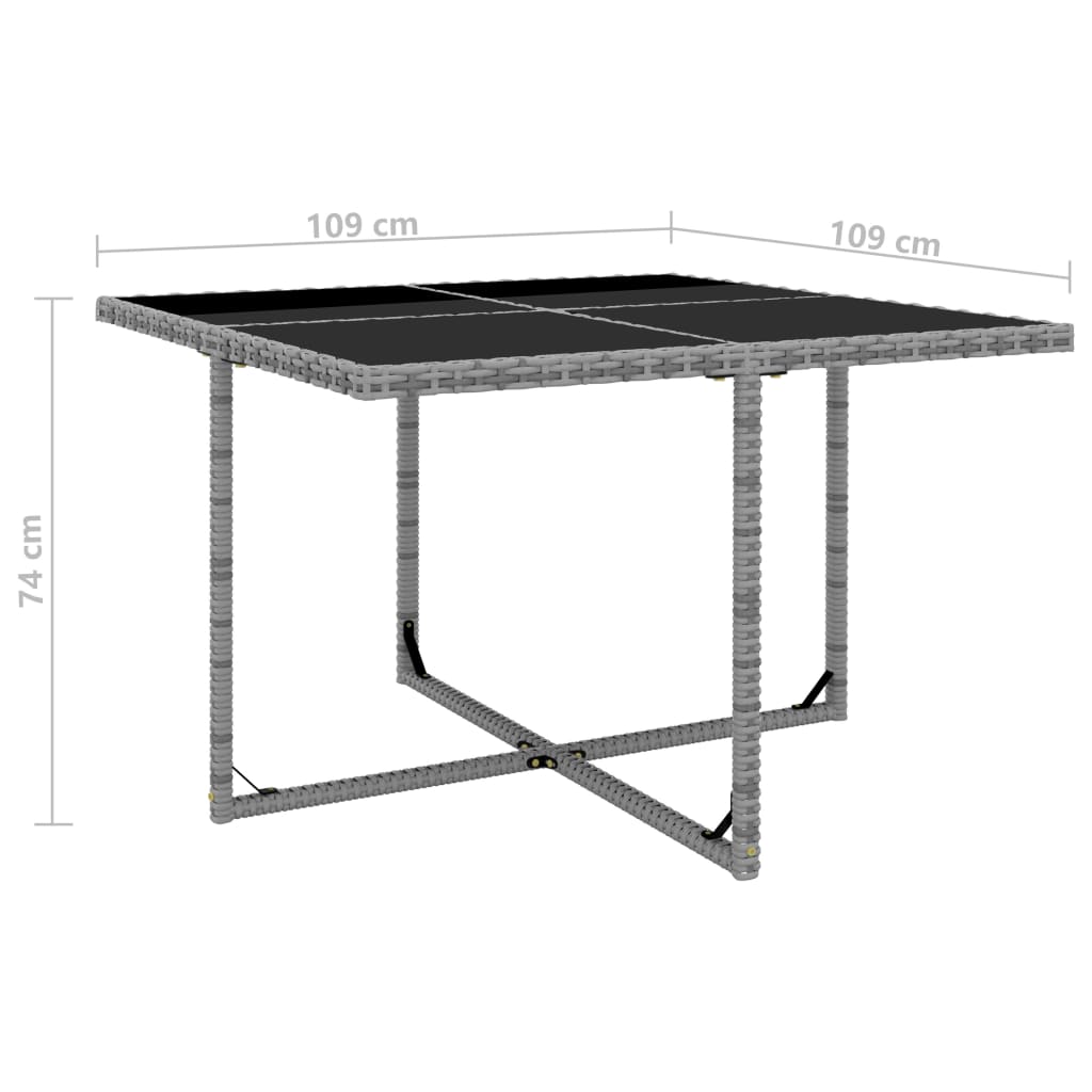 Matbord utomhus 5 delar med kuddar polyrattan - grå, 4 - number 8.