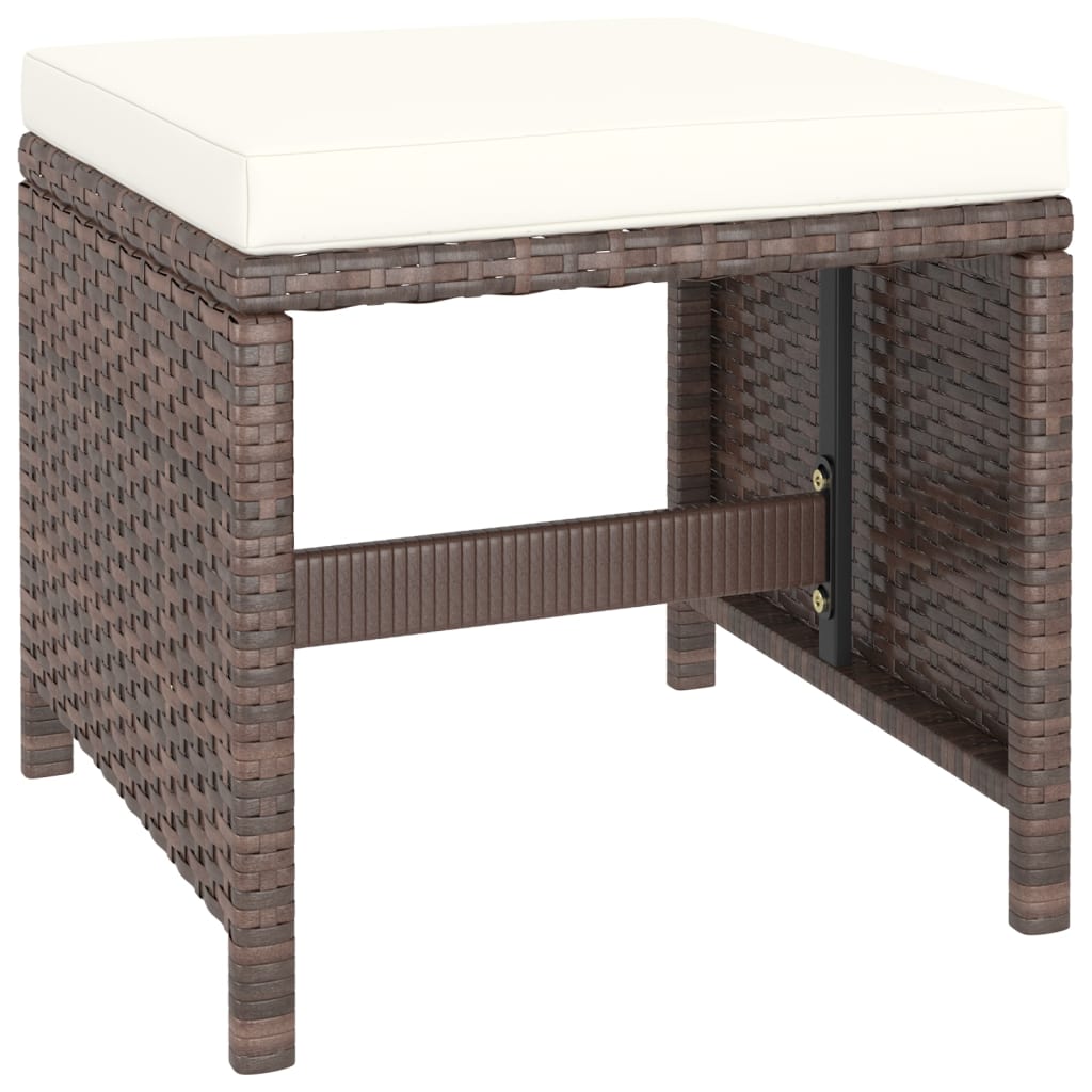 Zestaw stołowy do jadalni na zewnątrz 6 części z poduszkami polirattan brązowy - number 5.