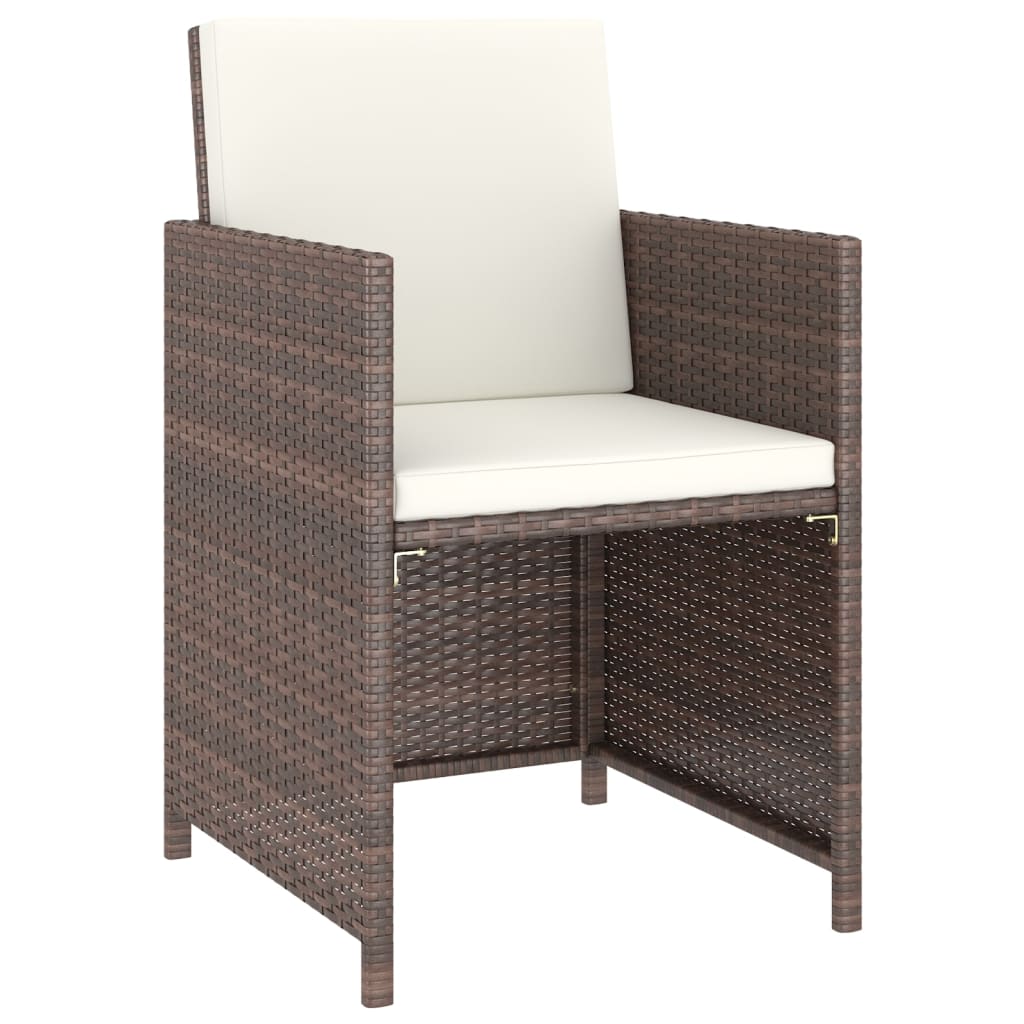 Zestaw stołowy do jadalni na zewnątrz 6 części z poduszkami polirattan brązowy - number 4.